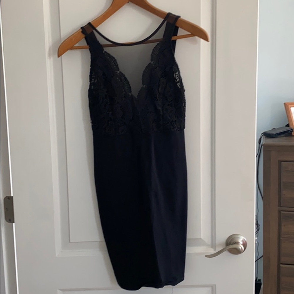 Black form fitting cocktail dress